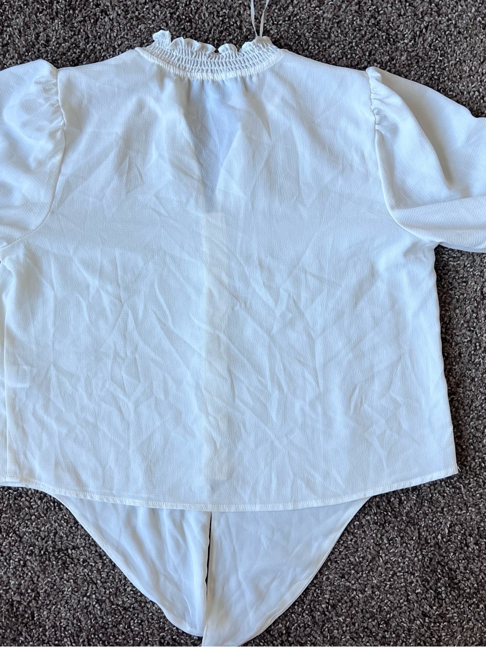CeCe Cream Ruffled Neck Button-Front Girls' Blouse - Picture 2 of 6